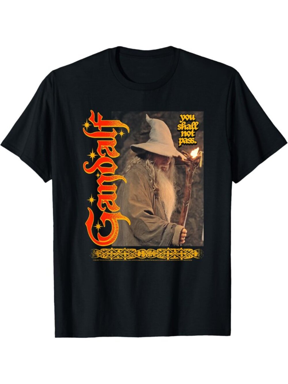 Fantasy Movie T-Shirt - Gandalf 'You Shall Not Pass' Graphic Tee, Unique Design